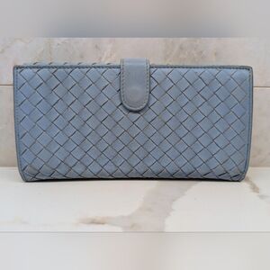 Bottega Veneta Light Blue Leather Wallet